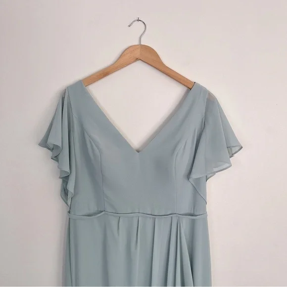 David's Bridal Long Flutter Sleeve Bridesmaid Dress